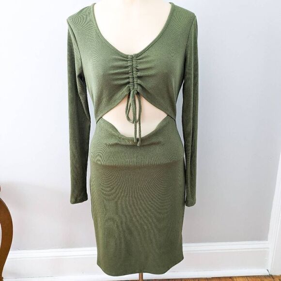 BCBG Paris Women's Knit Rib Dress Loden Green - Picture 5 of 9